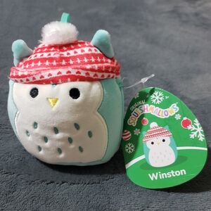 Winston Blue owl 3.5" squishmallows plush Christmas ornament NWT 2023